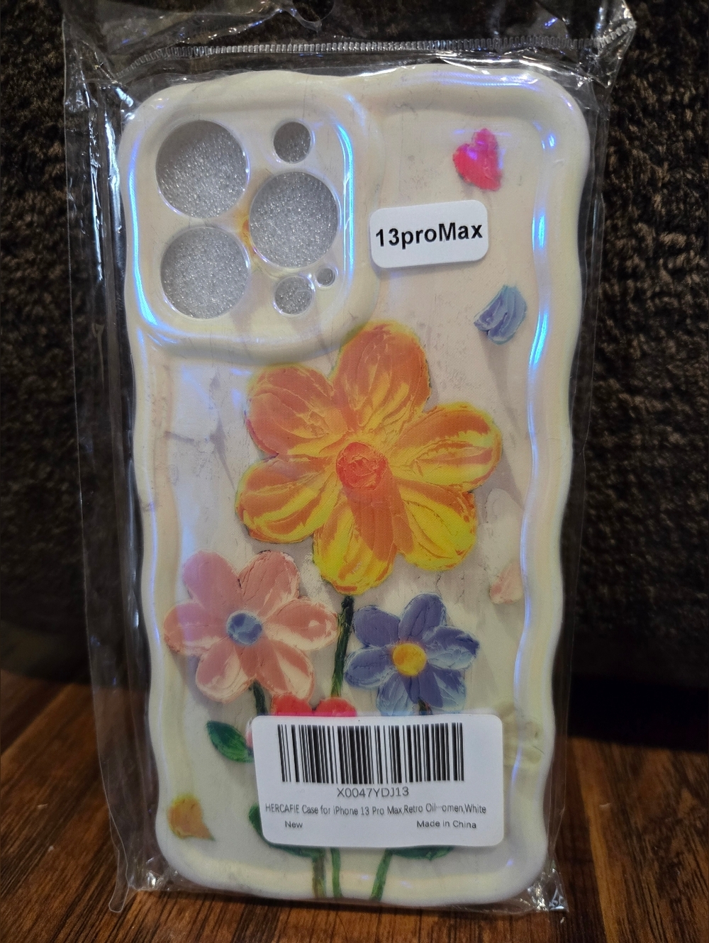 White Floral iPhone 13 Pro Max Case - Artistic Yellow Flower Design